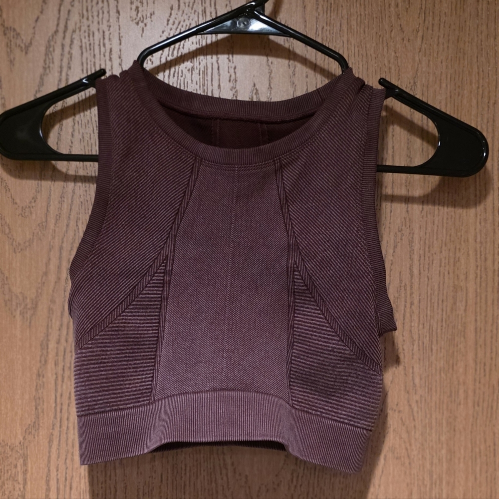 Women's Sleeveless Ribbed Crop Top - Purple
